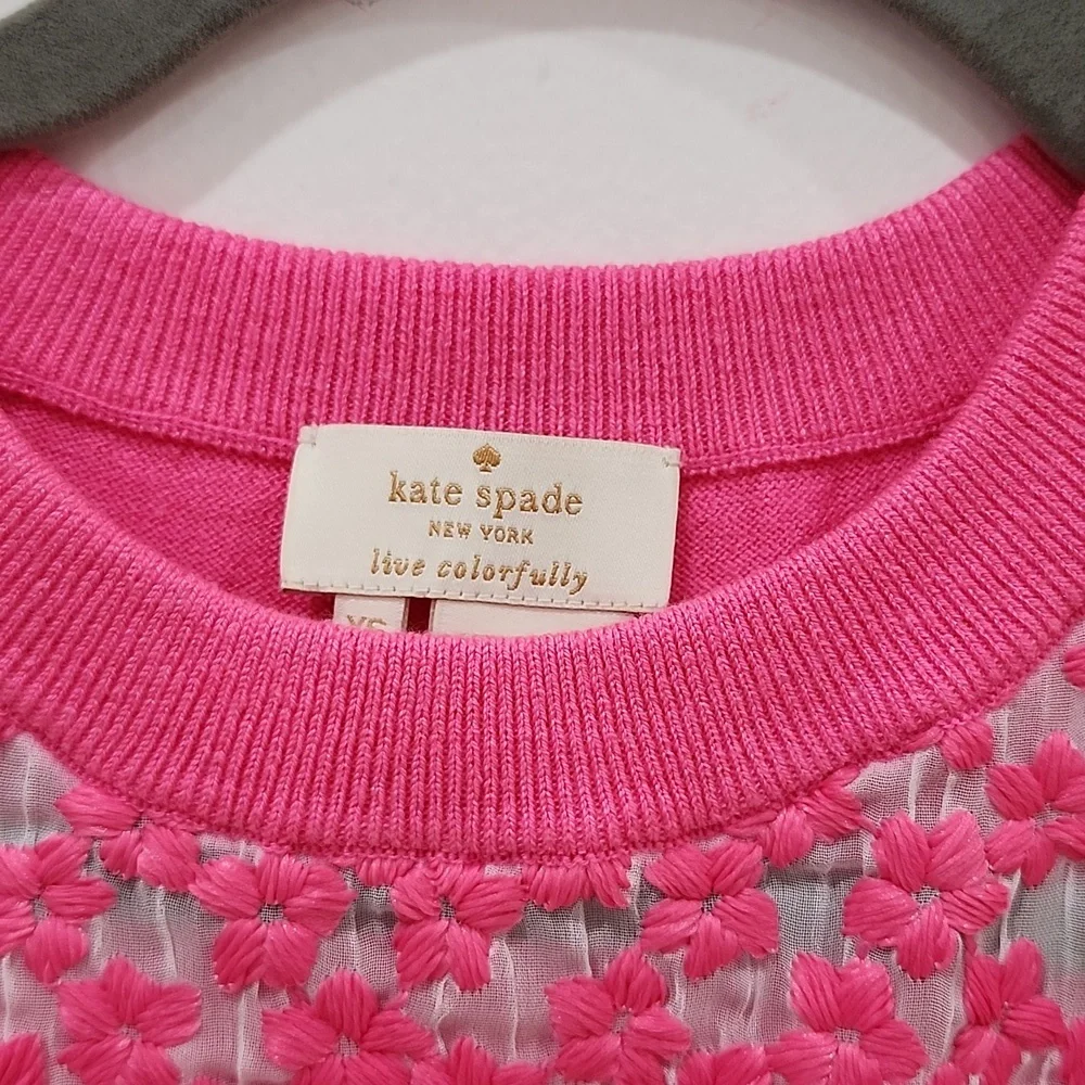 Kate Spade Pink Floral Top with sheer panel sz XS - Picture 9 of 15